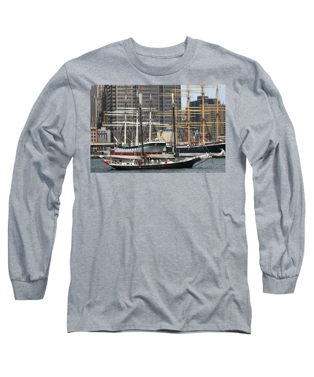 Pioneer Long Sleeve T-Shirt featuring the photograph South Street Seaport Pioneer by Christopher J Kirby