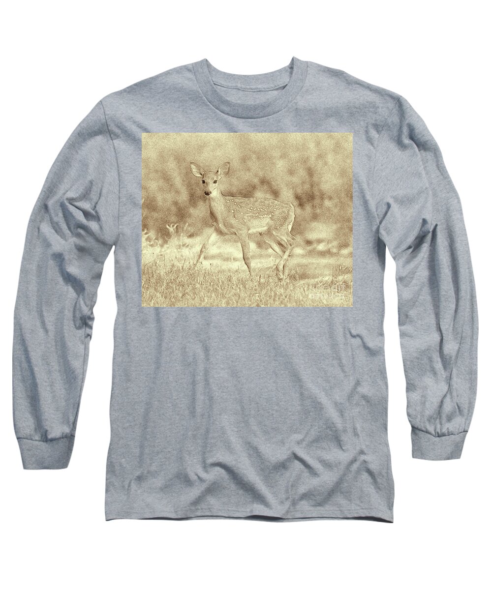 Spotted Fawn Long Sleeve T-Shirt featuring the photograph Spotted Fawn by Jim Lepard