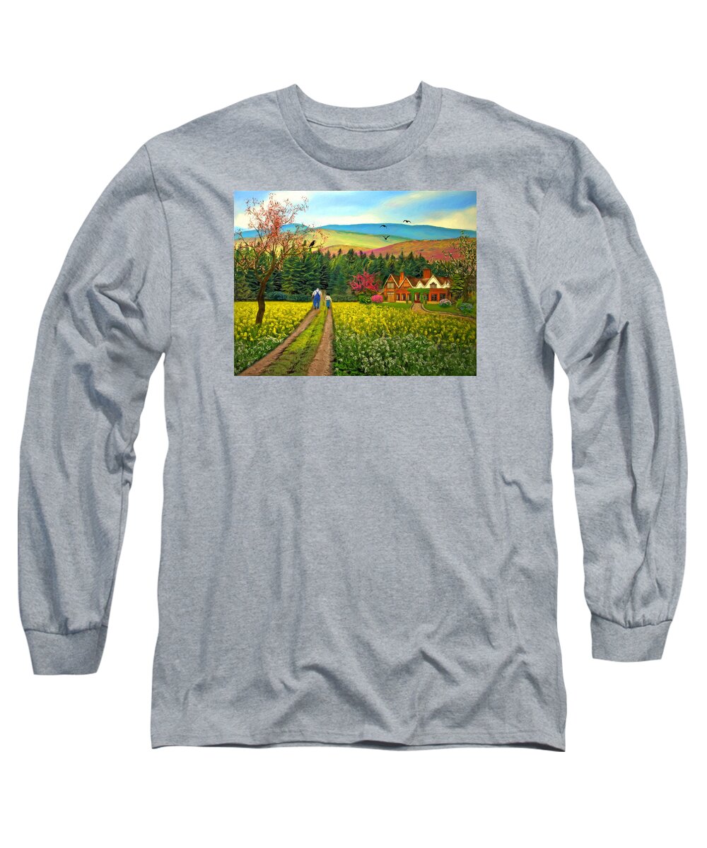 Art Long Sleeve T-Shirt featuring the digital art Spring Time in the Mountains by Nina Bradica