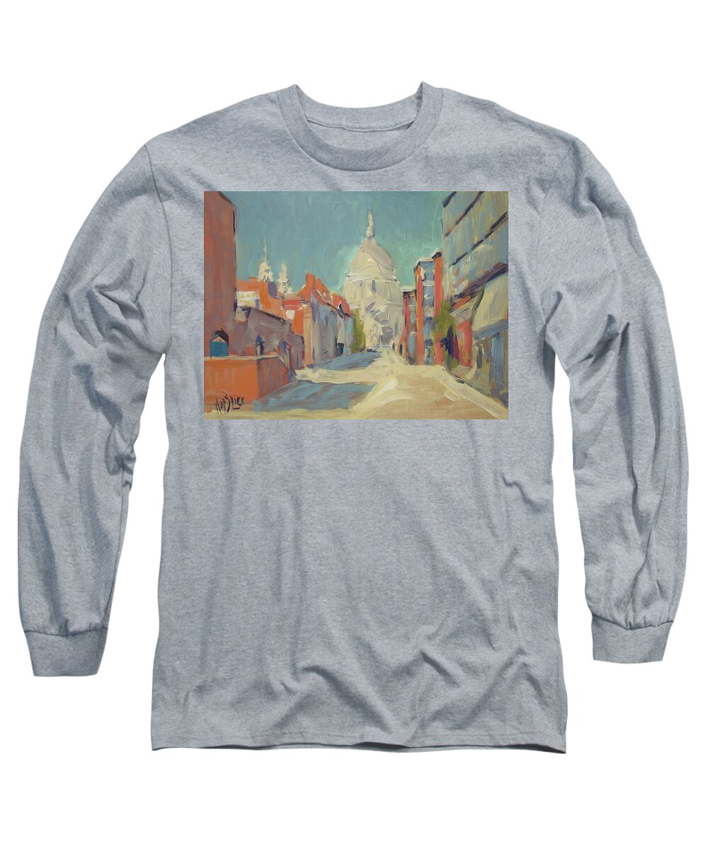 London Long Sleeve T-Shirt featuring the painting St Pauls London by Nop Briex