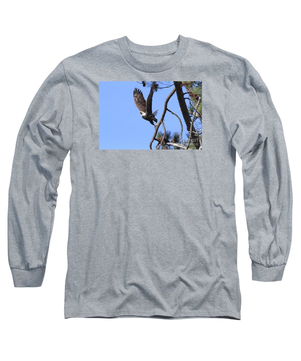 Blues Long Sleeve T-Shirt featuring the photograph Standing Eagle by Geraldine DeBoer