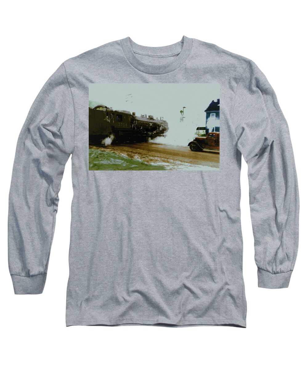 Railroad Long Sleeve T-Shirt featuring the digital art Steam by Cliff Wilson