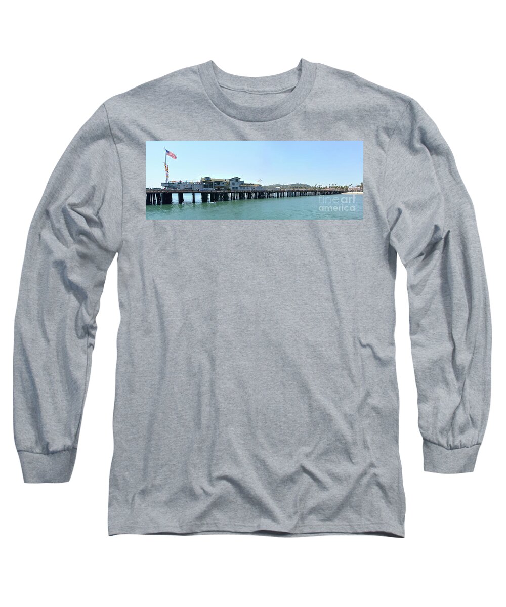 American Flag Long Sleeve T-Shirt featuring the photograph Stearns Wharf 2 by Joe Lach