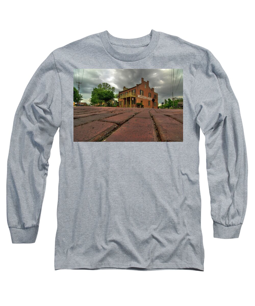 Missouri Long Sleeve T-Shirt featuring the photograph Stormy Morning on Main Street by Steve Stuller