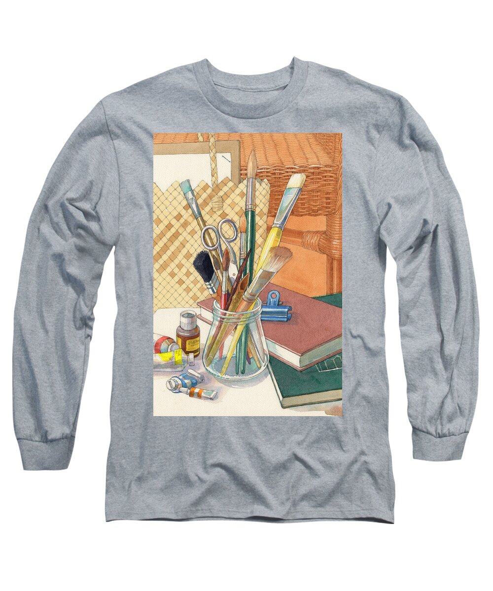 Still Life Long Sleeve T-Shirt featuring the painting Studio by Judith Kunzle