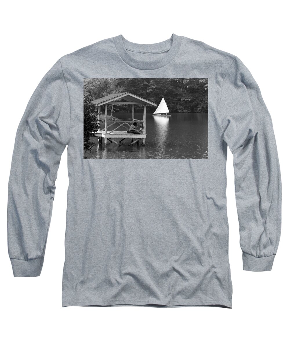 Summer Camp Long Sleeve T-Shirt featuring the photograph Summer Camp Black and White 1 by Michael Fryd