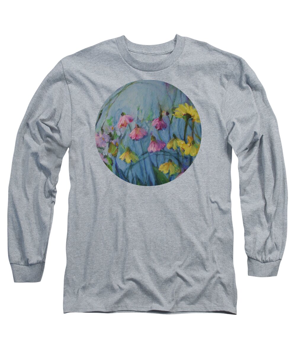 Wildflower Art Long Sleeve T-Shirt featuring the painting Summer Flower Garden by Mary Wolf