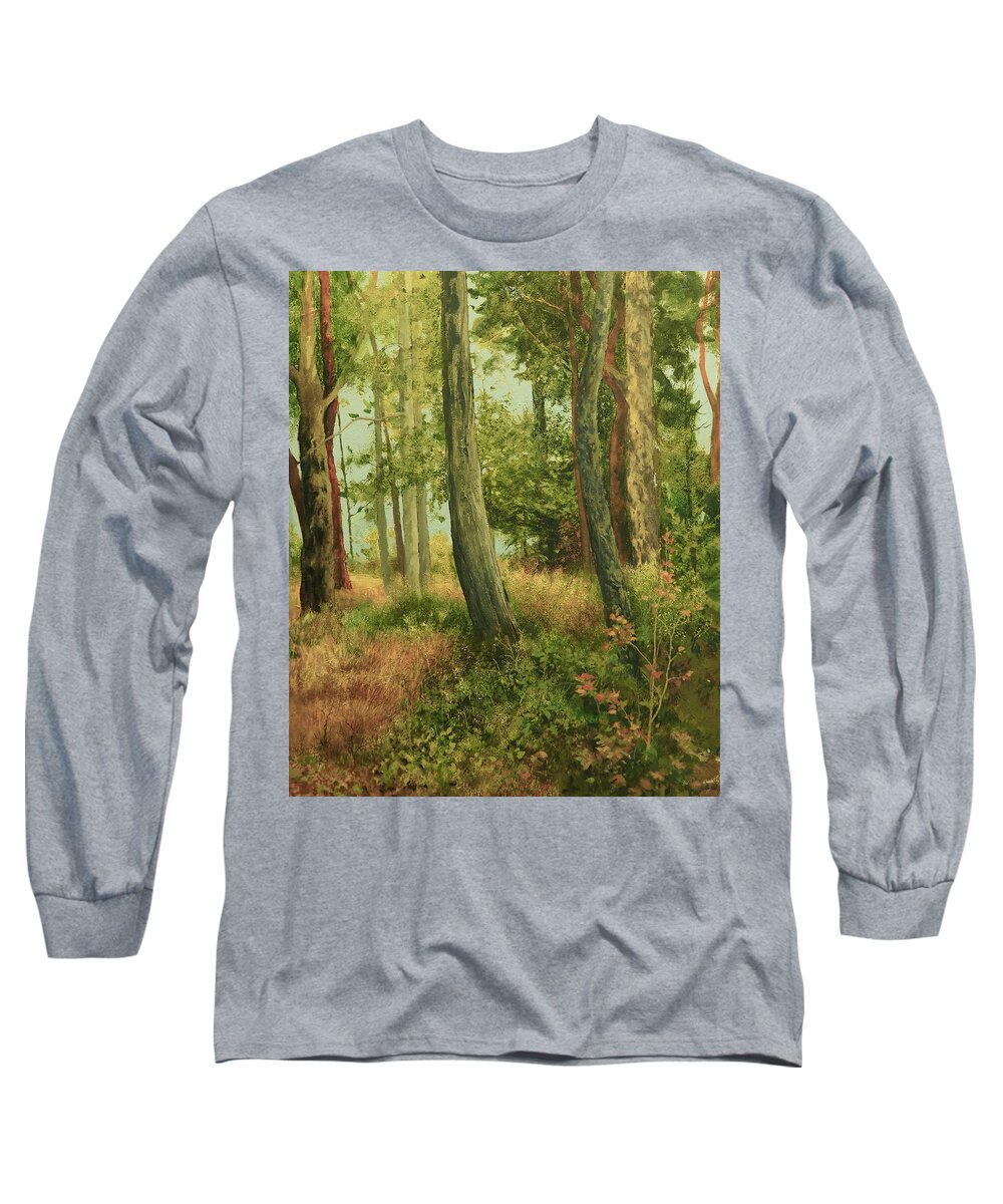 Sidney Spit Long Sleeve T-Shirt featuring the painting Summer, Sidney Spit by E Colin Williams ARCA