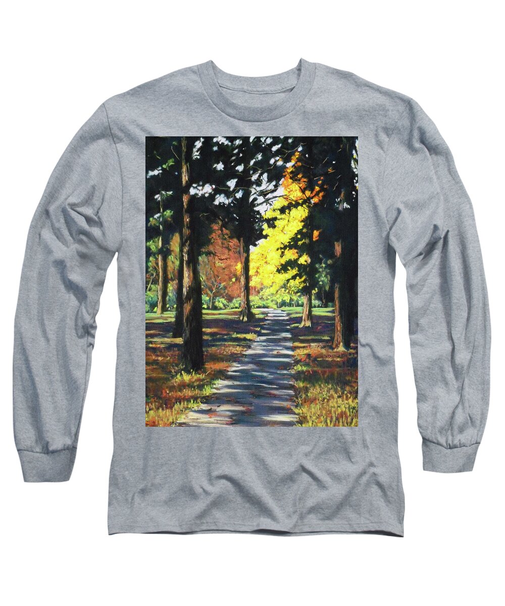 Landscape Long Sleeve T-Shirt featuring the pastel Sun-Shade Path by Diana Colgate