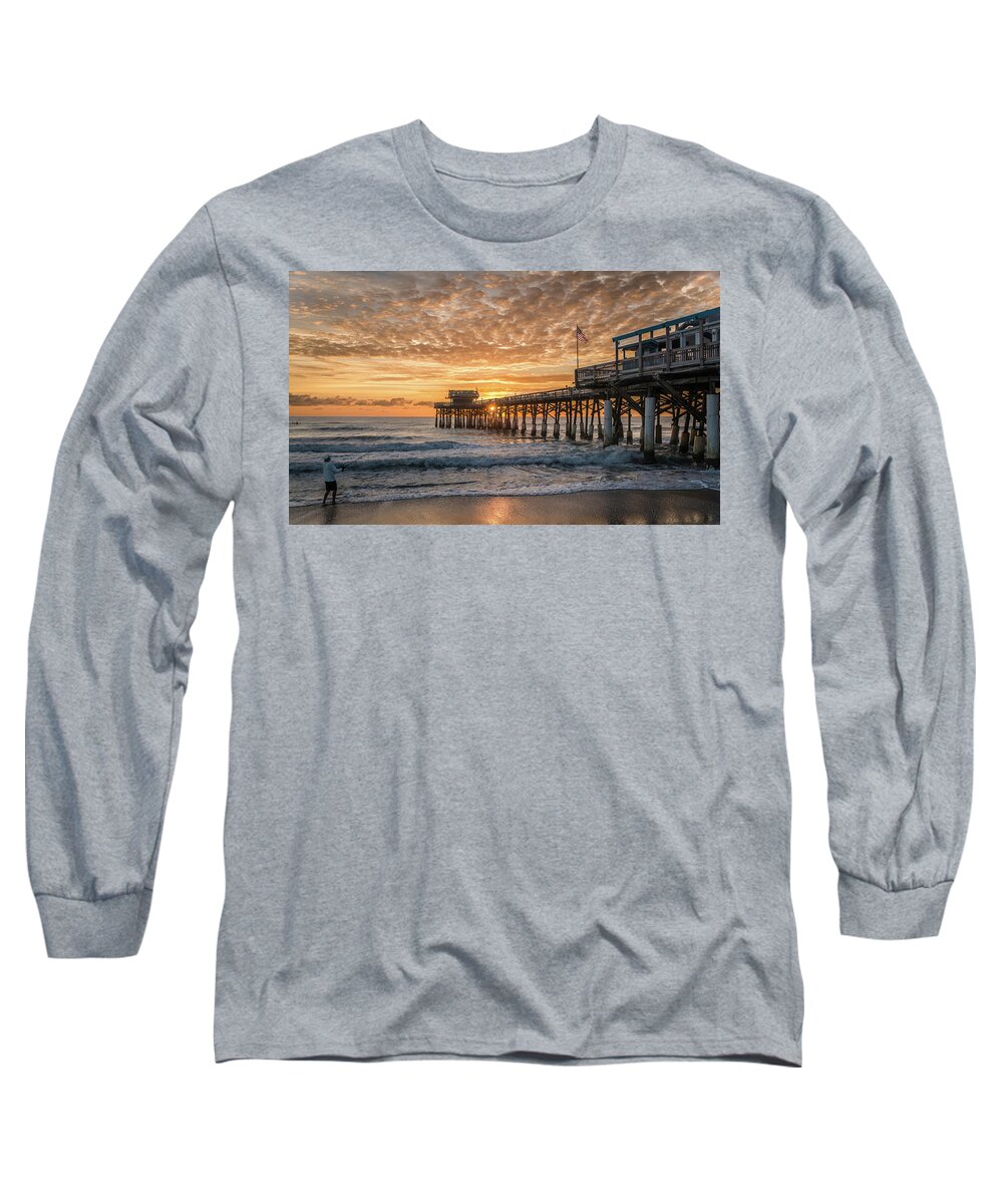 Sunrise Long Sleeve T-Shirt featuring the photograph Sunrise Fishing by Jaime Mercado