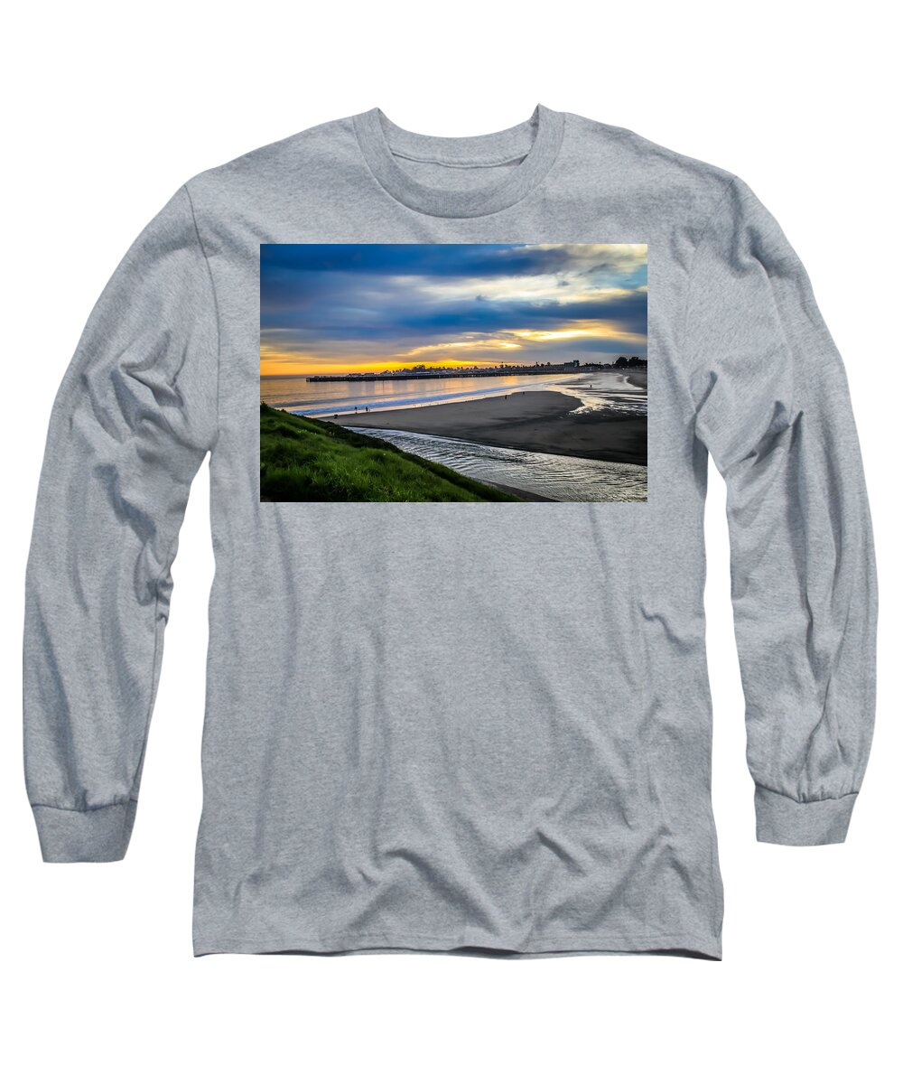 Beach Long Sleeve T-Shirt featuring the photograph Sunset at the rivermouth by Lora Lee Chapman
