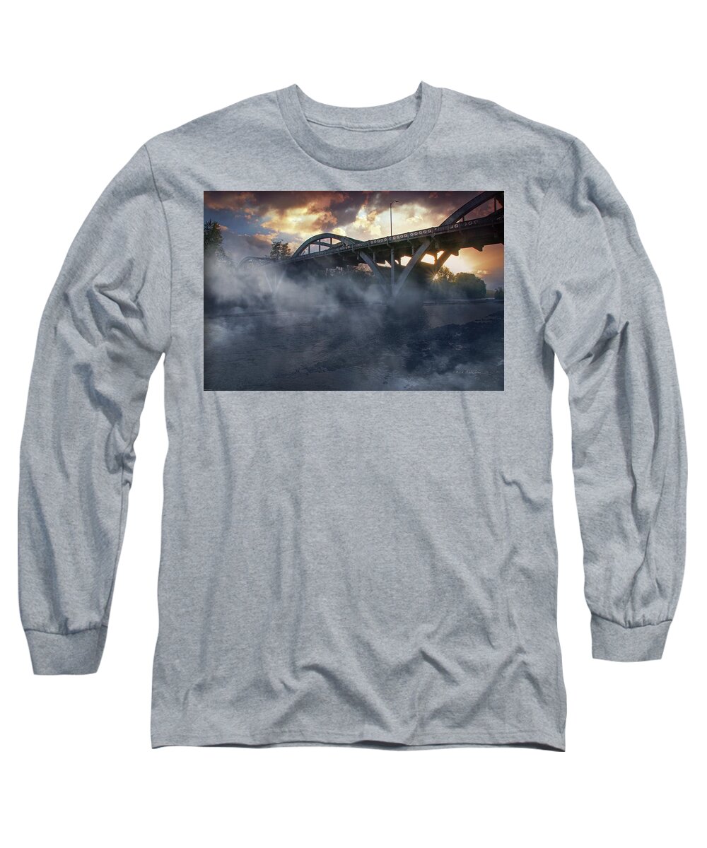 Photo-art Long Sleeve T-Shirt featuring the photograph Sunset Fog at Caveman Bridge by Mick Anderson