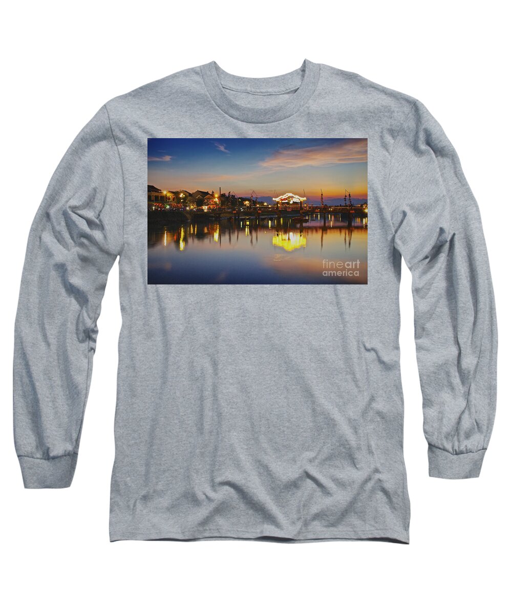 Sunset Long Sleeve T-Shirt featuring the photograph Sunset in Hoi An Vietnam Southeast Asia by Sam Antonio