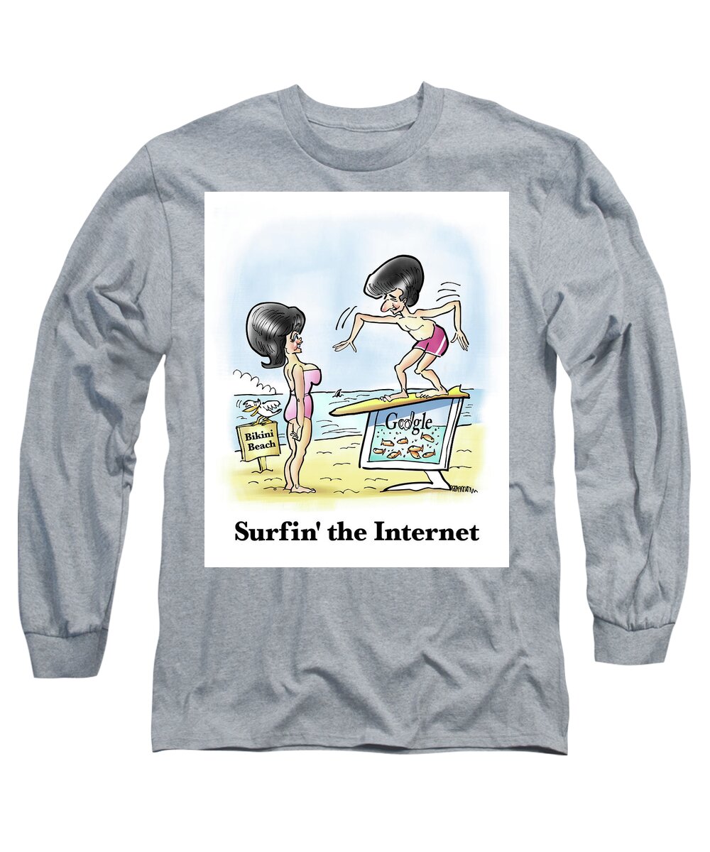 Sun Long Sleeve T-Shirt featuring the digital art Surfin' The Internet by Mark Armstrong