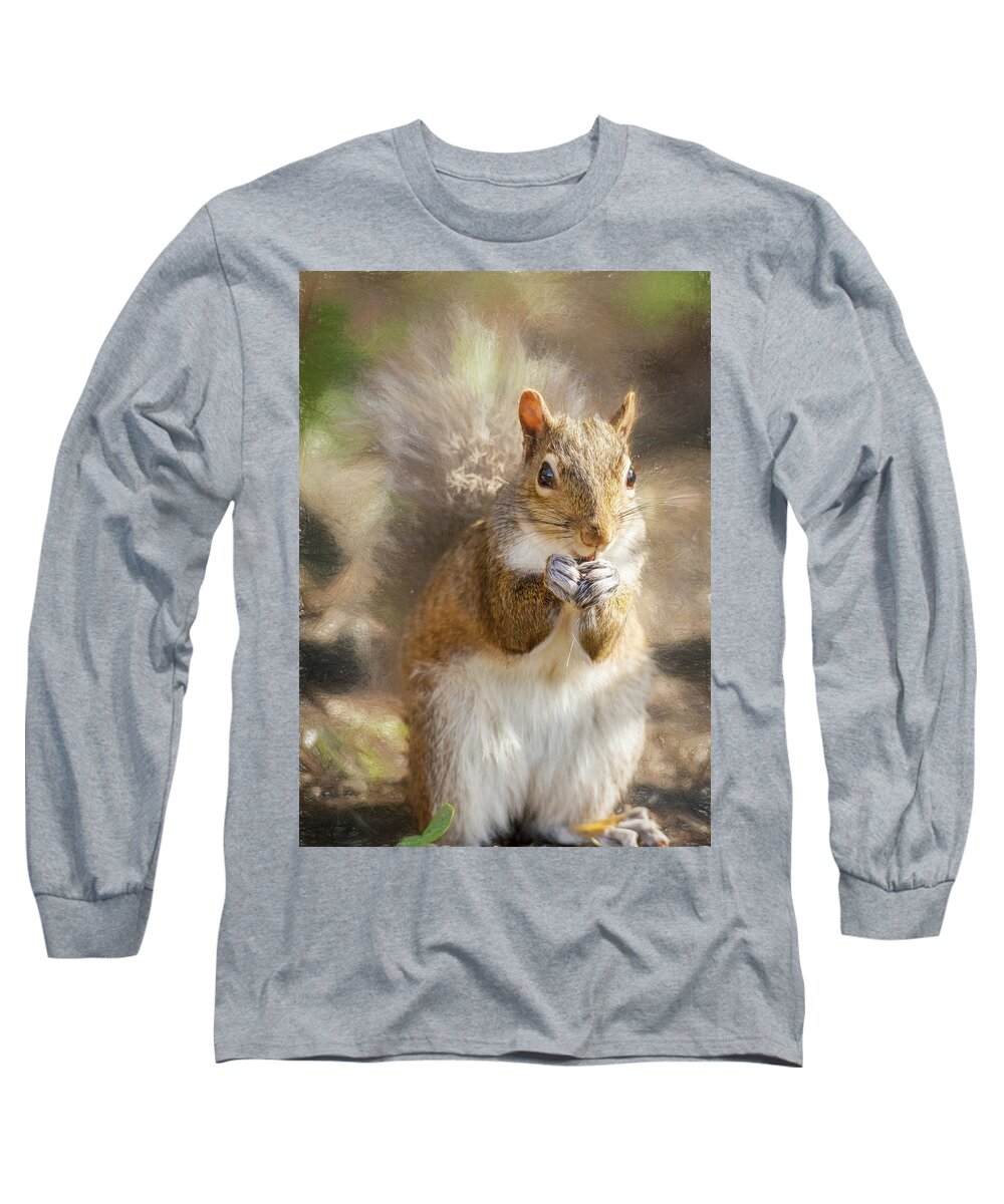 Rodent Long Sleeve T-Shirt featuring the photograph Surreptitious Squirrel by Bill and Linda Tiepelman