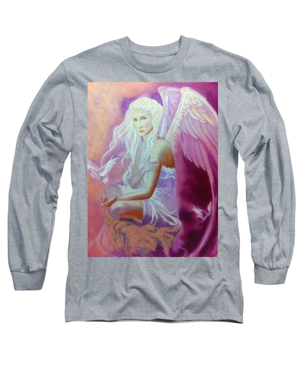 Angel Long Sleeve T-Shirt featuring the painting Sybil by Yvonne Payne