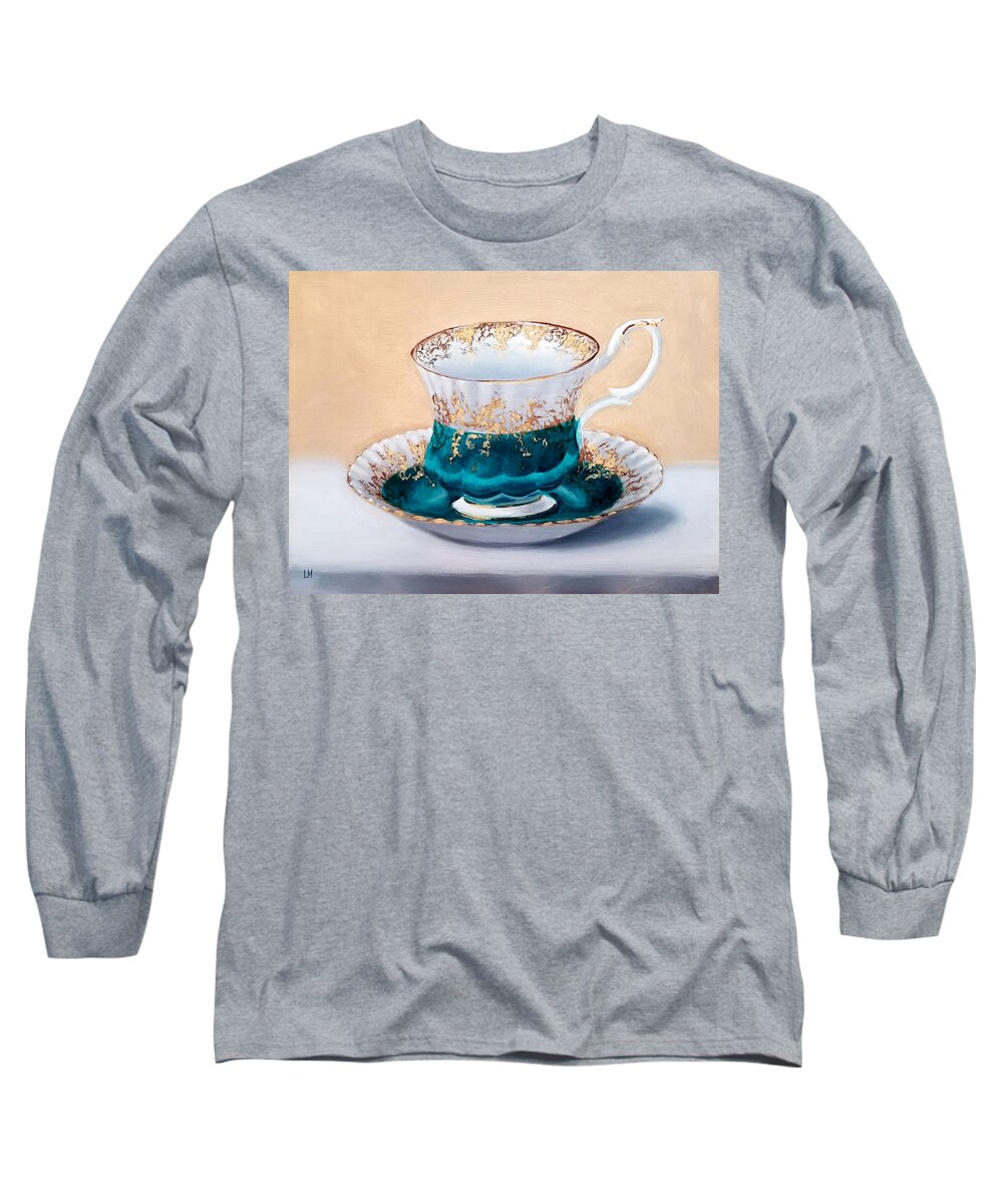 Oil Long Sleeve T-Shirt featuring the painting Teacup by Linda Merchant