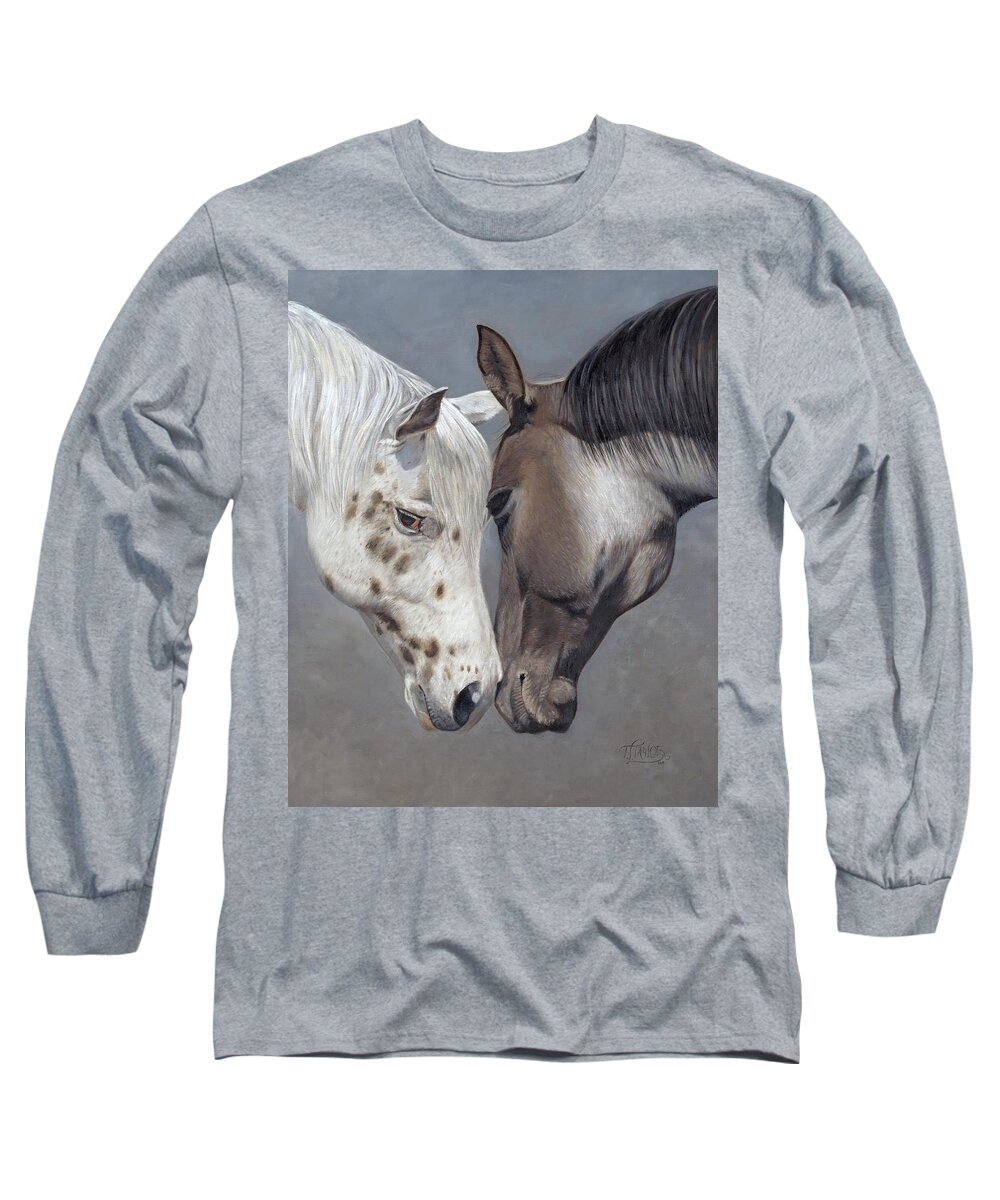 Horses Long Sleeve T-Shirt featuring the painting Tender Regard by Tammy Taylor