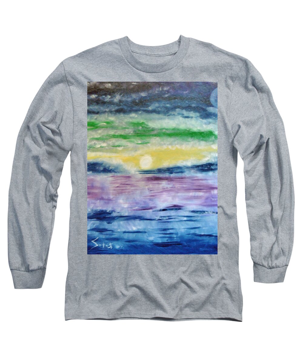 Sunrise Long Sleeve T-Shirt featuring the painting The Awakening of the Sun by Suzanne Surber