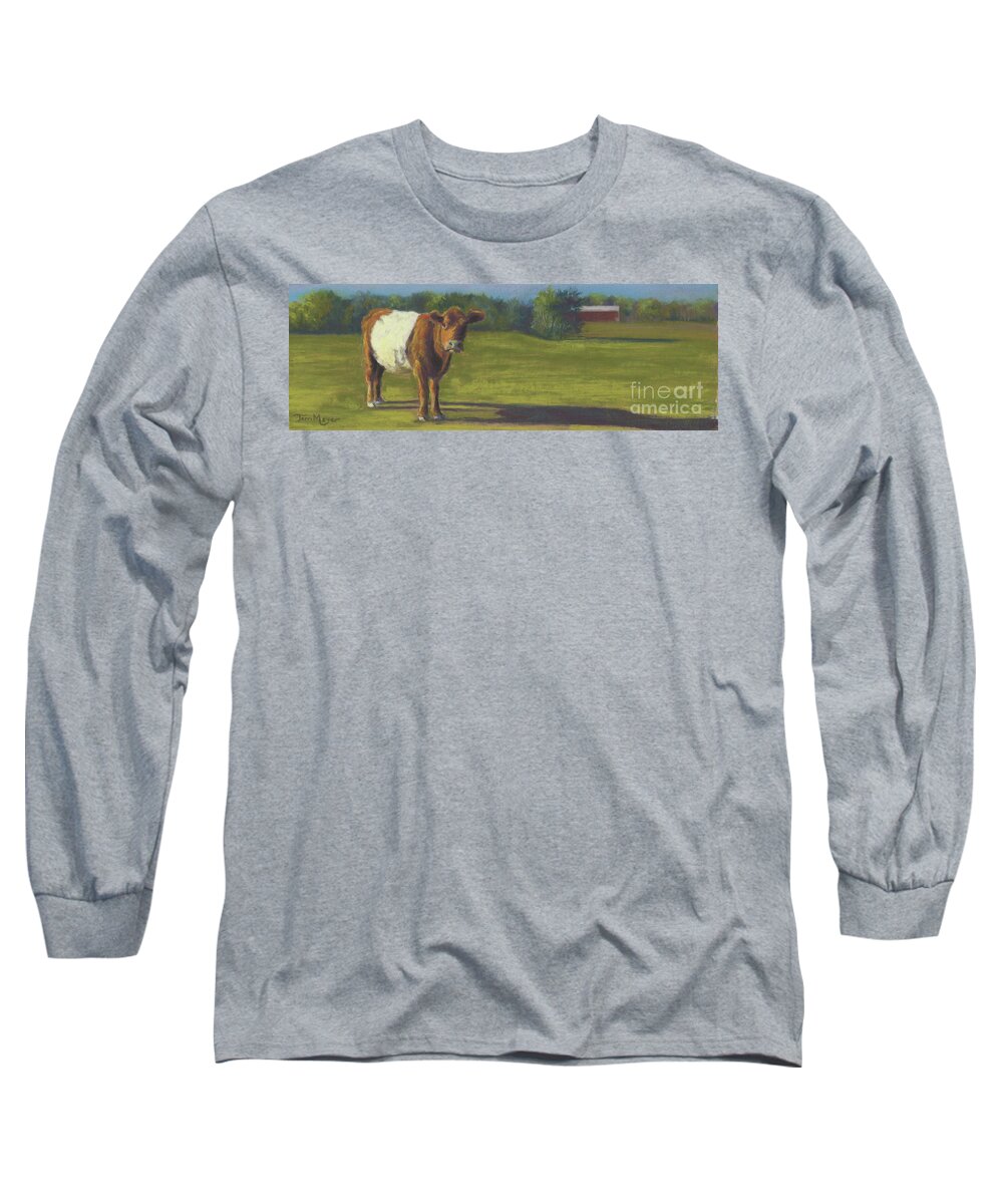 Belted Cow Painting Long Sleeve T-Shirt featuring the painting The Belted Cow by Terri Meyer