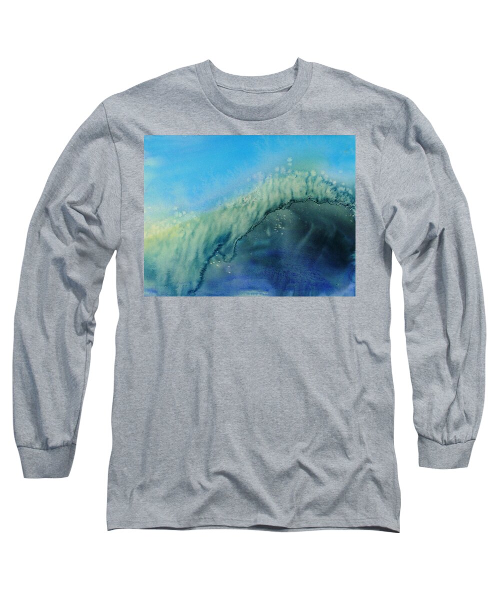 The Big Curl Long Sleeve T-Shirt featuring the painting The Big Curl by Susan Duda