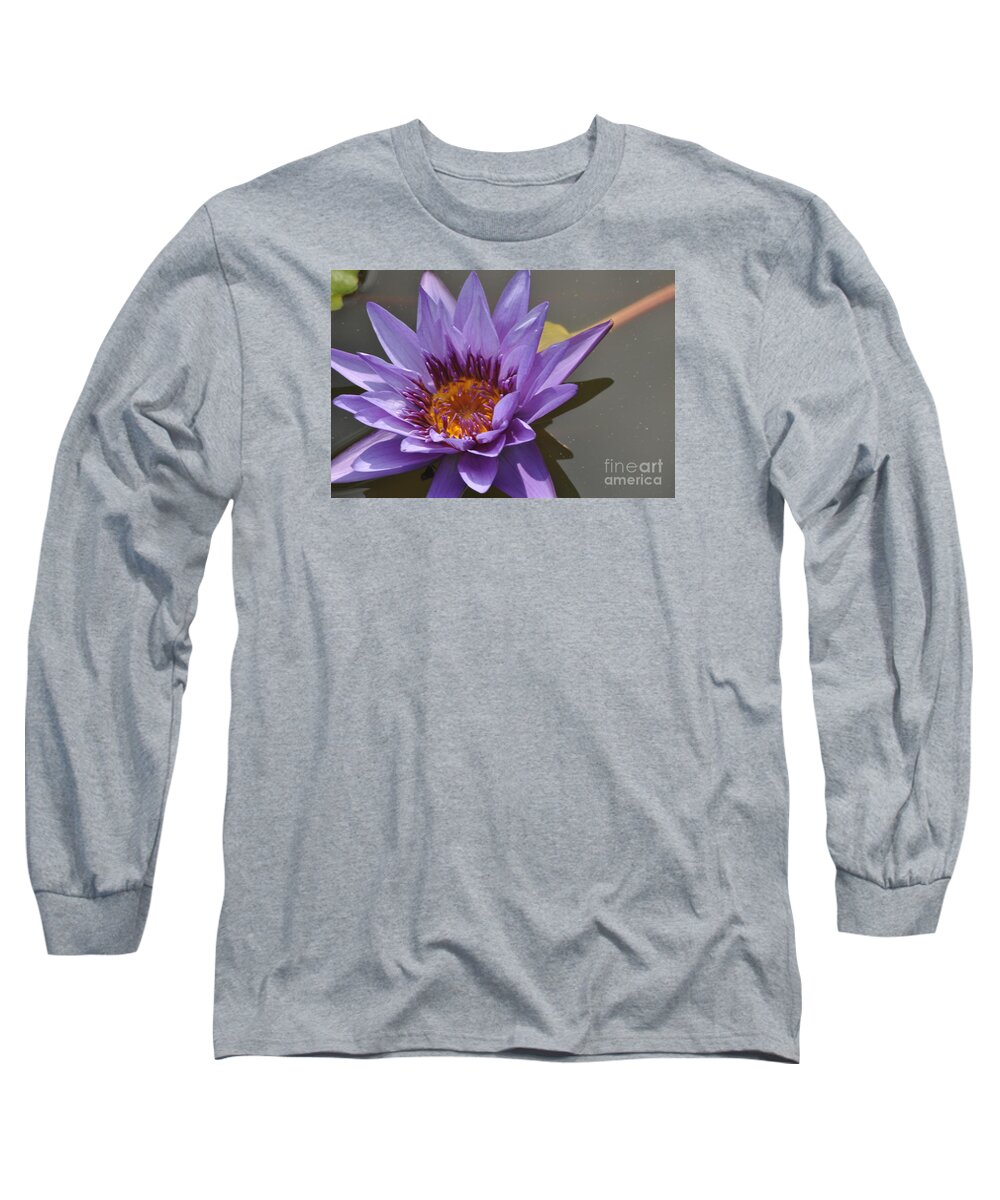 Water Lily Long Sleeve T-Shirt featuring the photograph The Color Purple by Nona Kumah