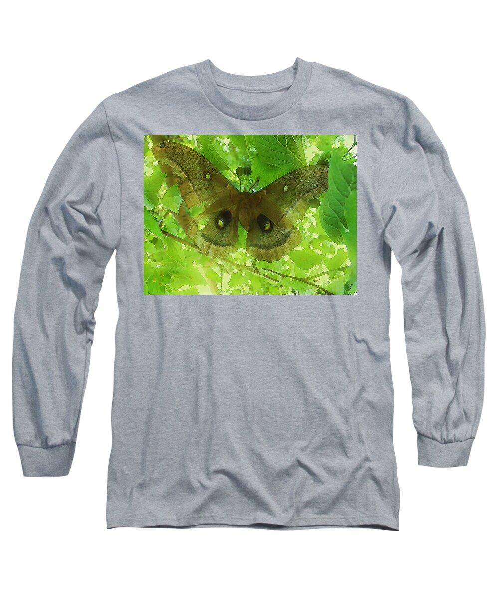 Polyphemus Long Sleeve T-Shirt featuring the mixed media The fourth Day-a dying giant Polyphemus moth. by Shelli Fitzpatrick