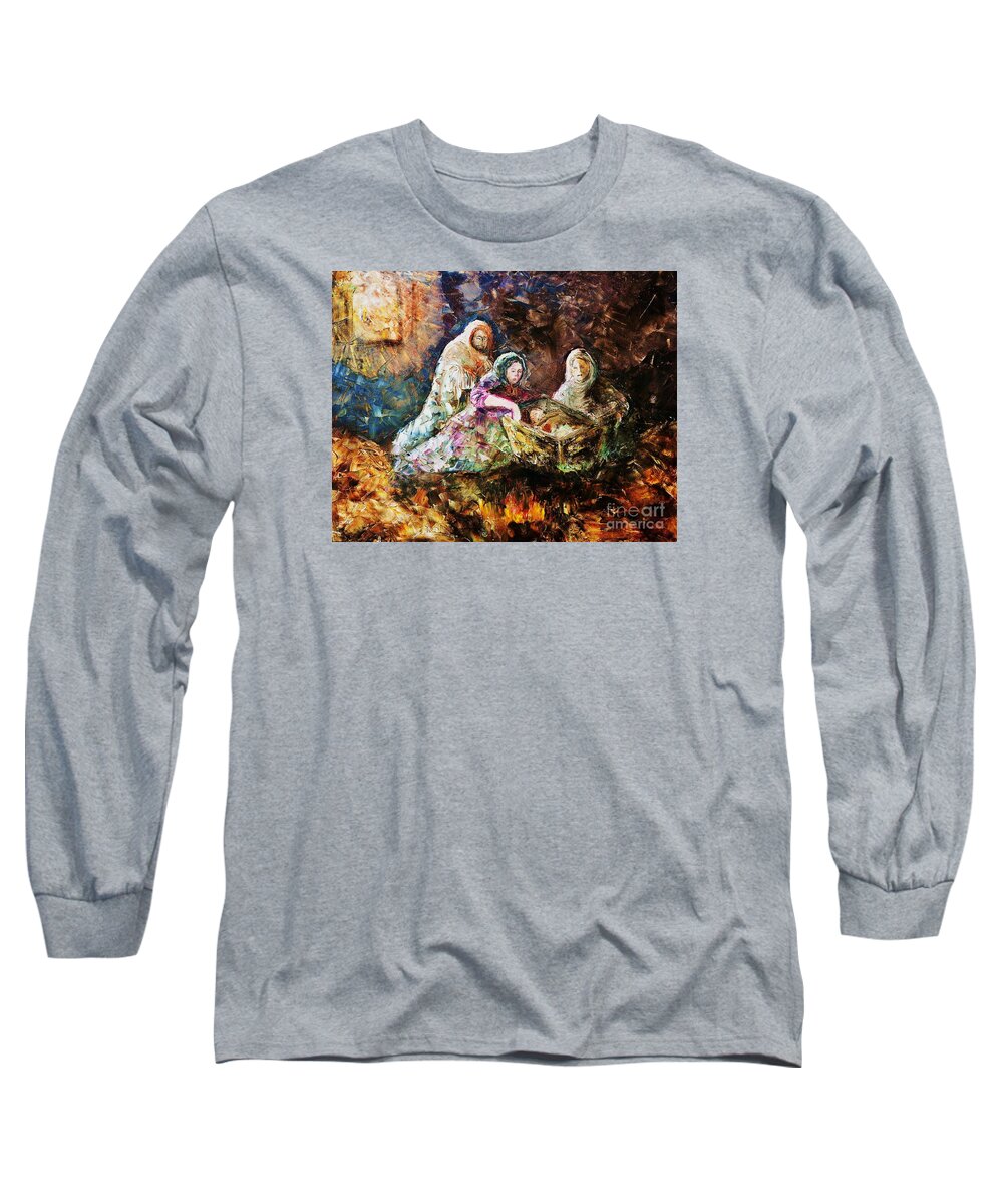 Christ Long Sleeve T-Shirt featuring the painting The Gift by Reb Frost