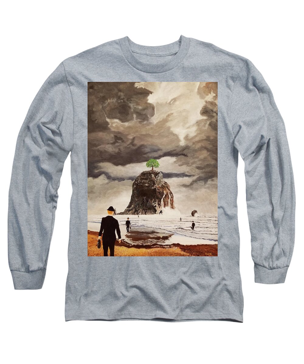 Surrealism Long Sleeve T-Shirt featuring the painting The Last Tree by Thomas Blood