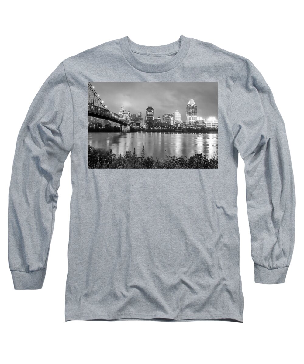 Cincinnati Skyline Long Sleeve T-Shirt featuring the photograph The Lights of Cincinnati Ohio by Gregory Ballos