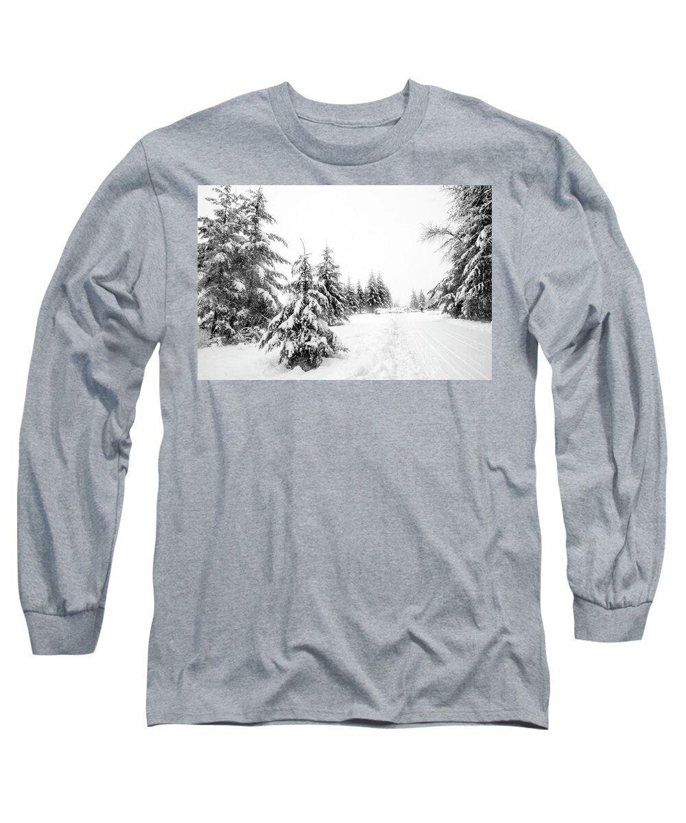 Snow Long Sleeve T-Shirt featuring the photograph The Long Walk to the House by Kathy Paynter