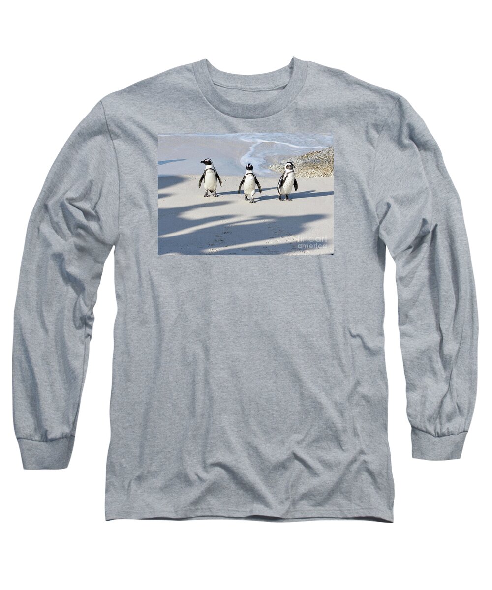 Cape Penguins Long Sleeve T-Shirt featuring the photograph The Magnificent Three. by Tom Wurl