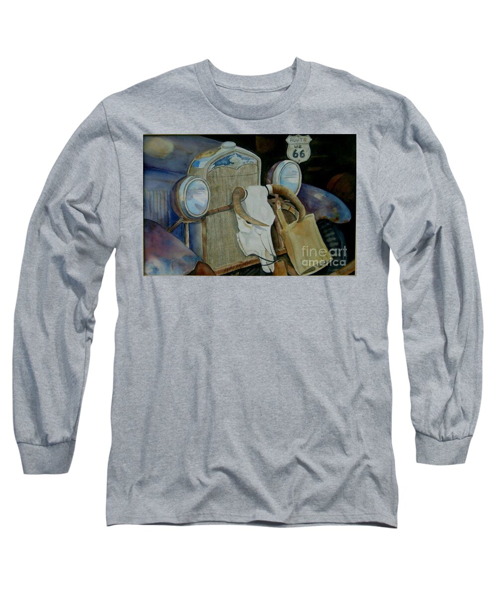 Watercolor Long Sleeve T-Shirt featuring the painting The Mother Road by Sandy Brindle