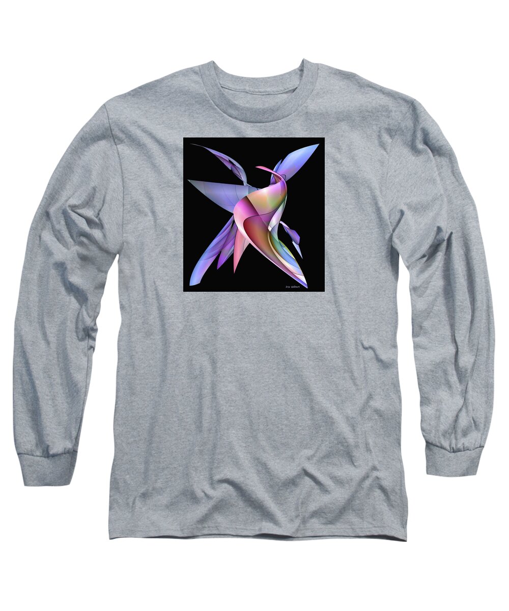 Abstract Long Sleeve T-Shirt featuring the digital art The Napkin Dance by Iris Gelbart