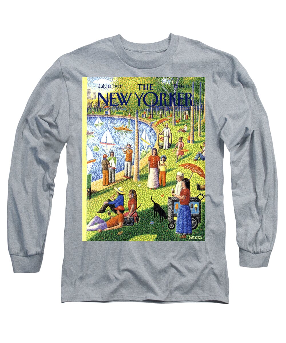La Grande Jatte Long Sleeve T-Shirt featuring the painting The New Yorker July 15th, 1991 by Bob Knox