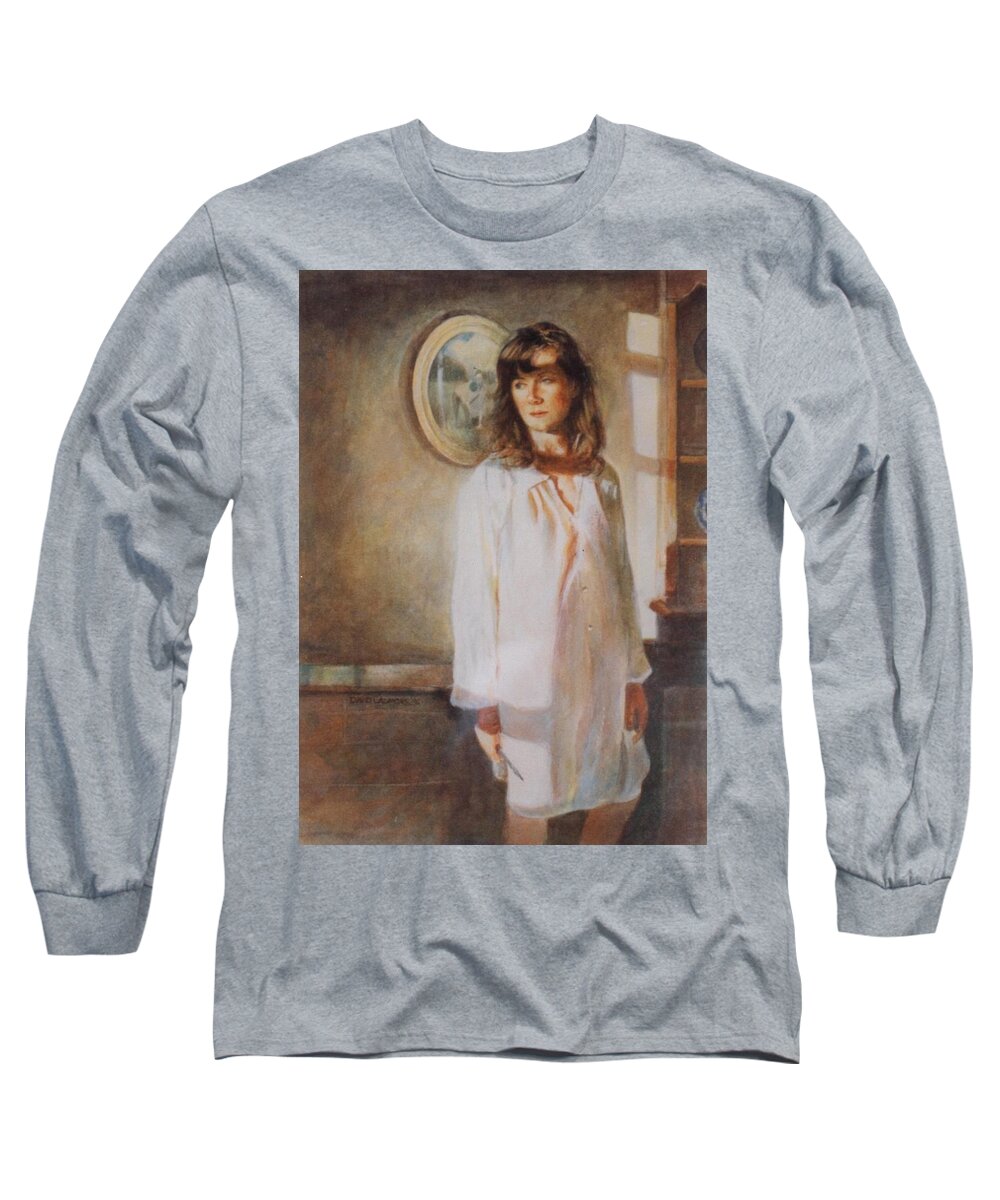 Portrait Long Sleeve T-Shirt featuring the painting The Old Watercolour by David Ladmore