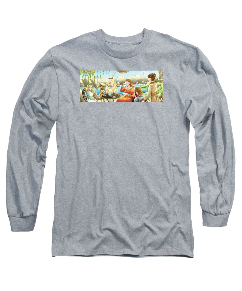￿wild West Long Sleeve T-Shirt featuring the painting The Palace Garden Tea Party II by Reynold Jay