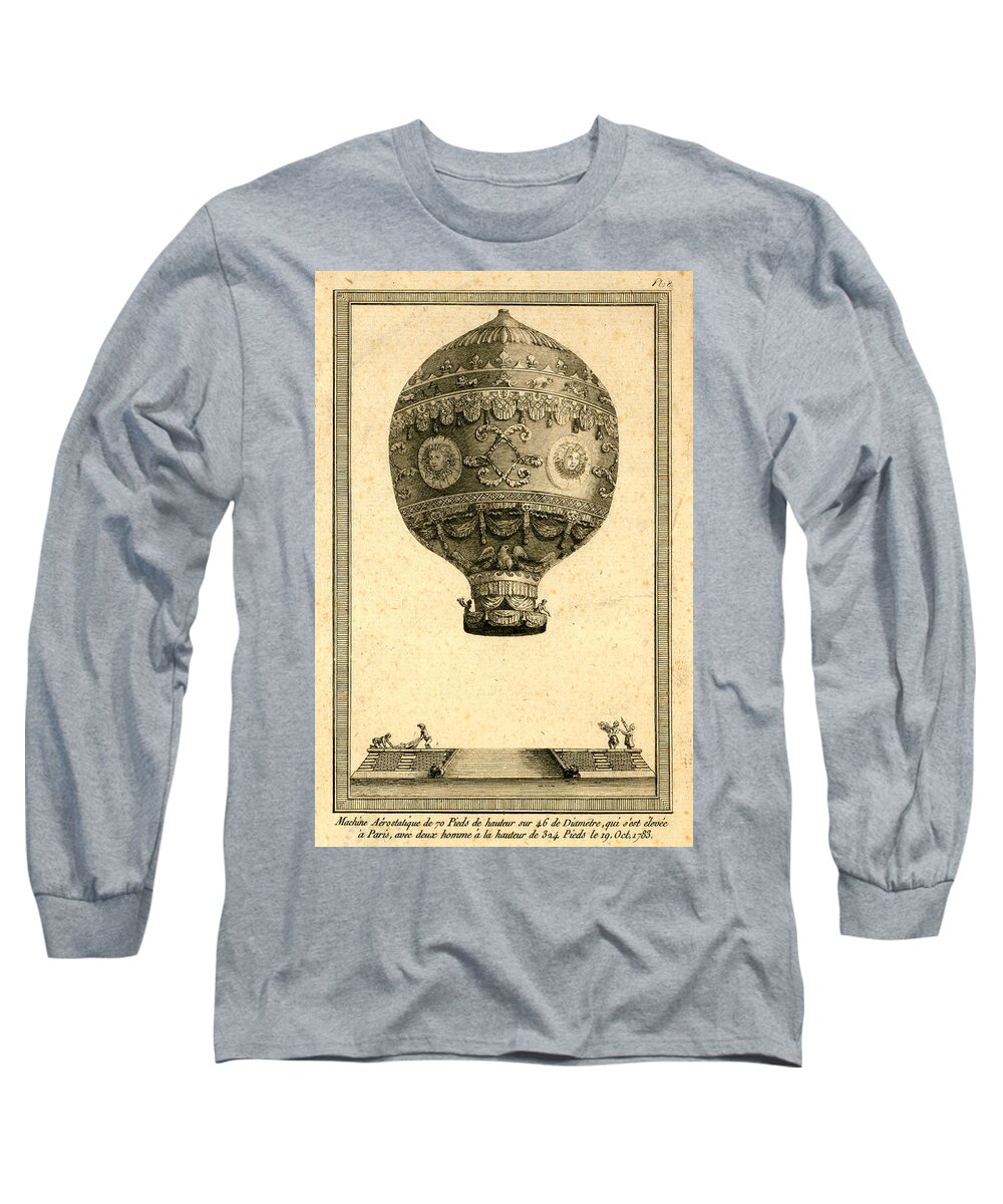 Vintage Long Sleeve T-Shirt featuring the drawing The Paris Ascent 2 by Vintage Pix