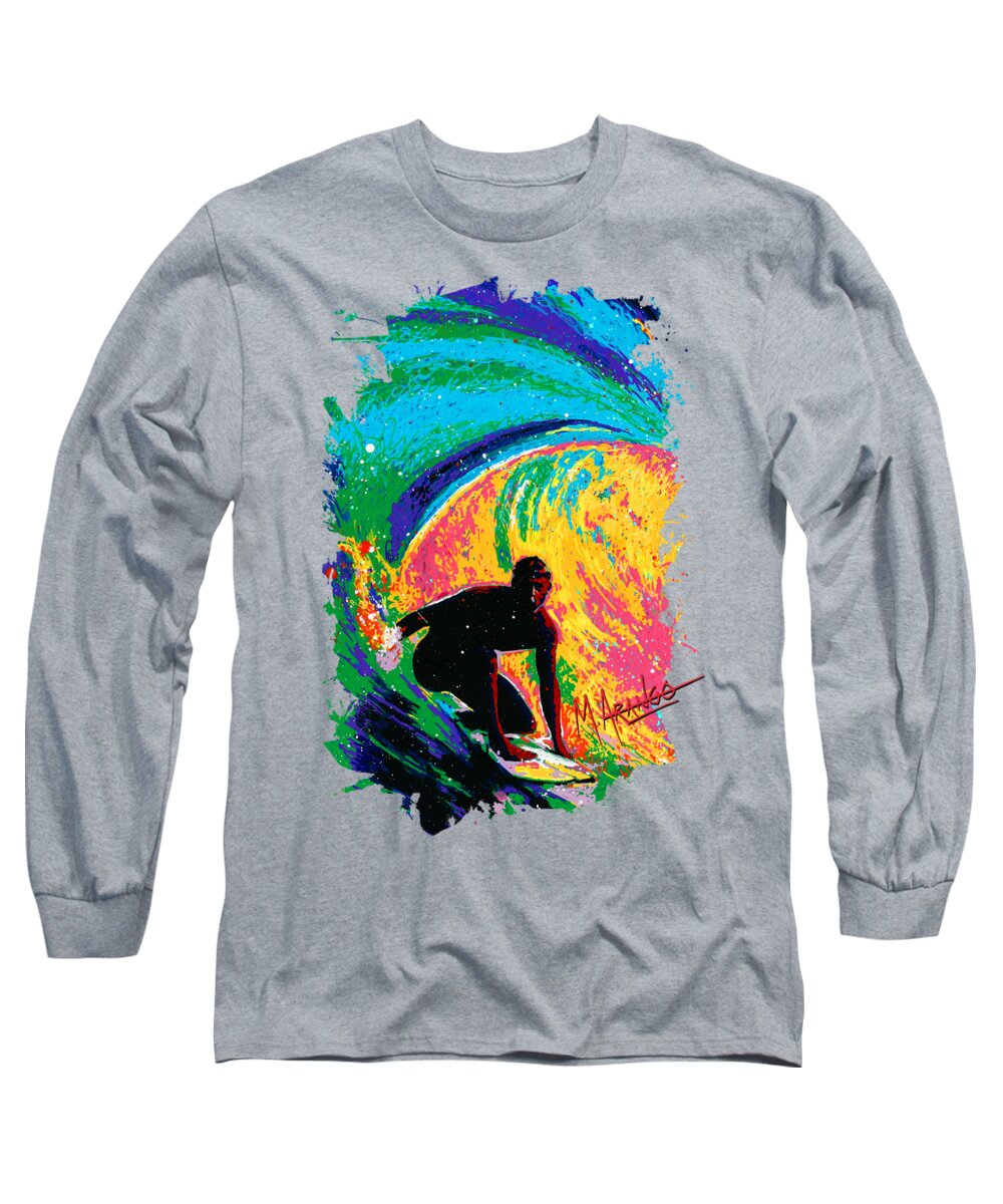 Wave Long Sleeve T-Shirt featuring the painting The Perfect Wave by Maria Arango