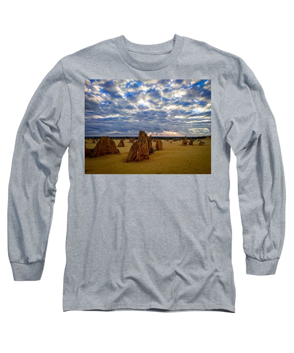 The Pinnacles Long Sleeve T-Shirt featuring the photograph The Pinnacles sunset by Ren Harris