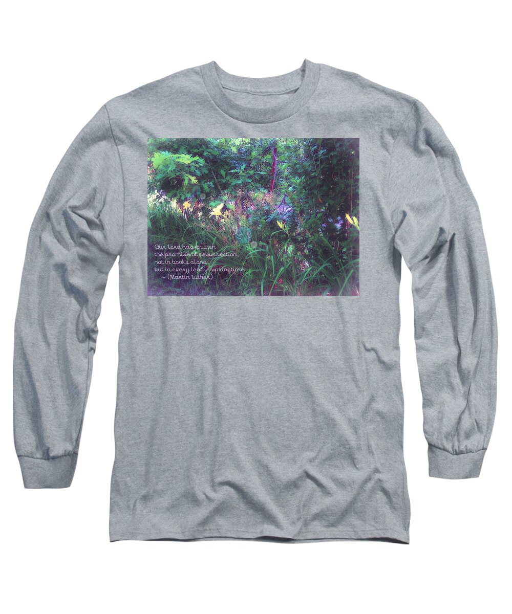 Floral Landscape Long Sleeve T-Shirt featuring the digital art The Promise Spring Brings by Pamela Smale Williams