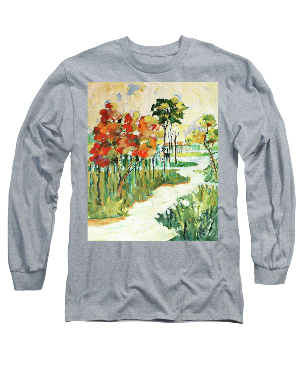 Wetlands Long Sleeve T-Shirt featuring the painting The Redlands2 by Gloria Dietz-Kiebron