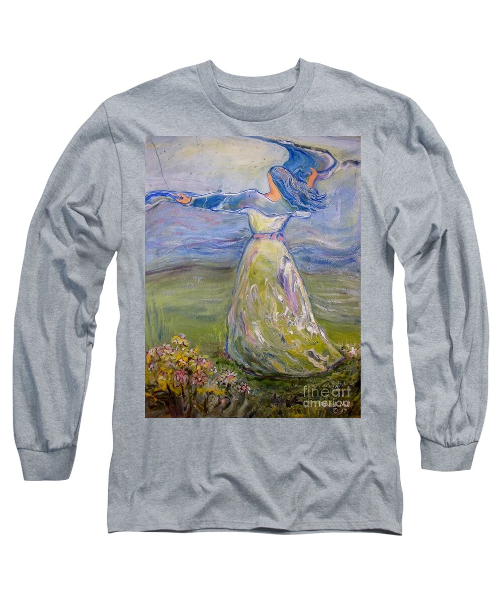 Prophetic Art Long Sleeve T-Shirt featuring the painting The River Is Here by Deborah Nell