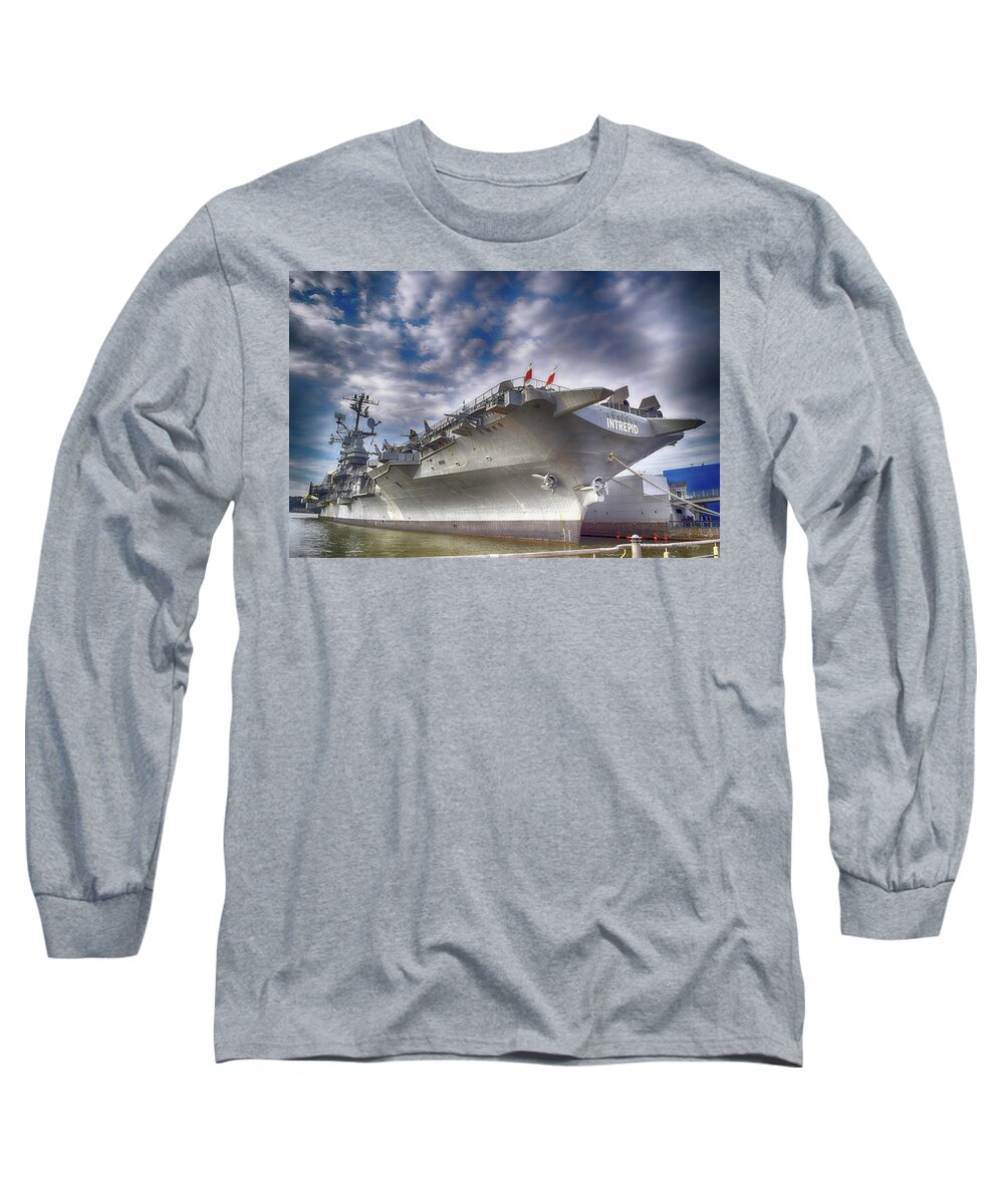 Uss Intrepid Long Sleeve T-Shirt featuring the photograph The U S S Intrepid by Dyle Warren