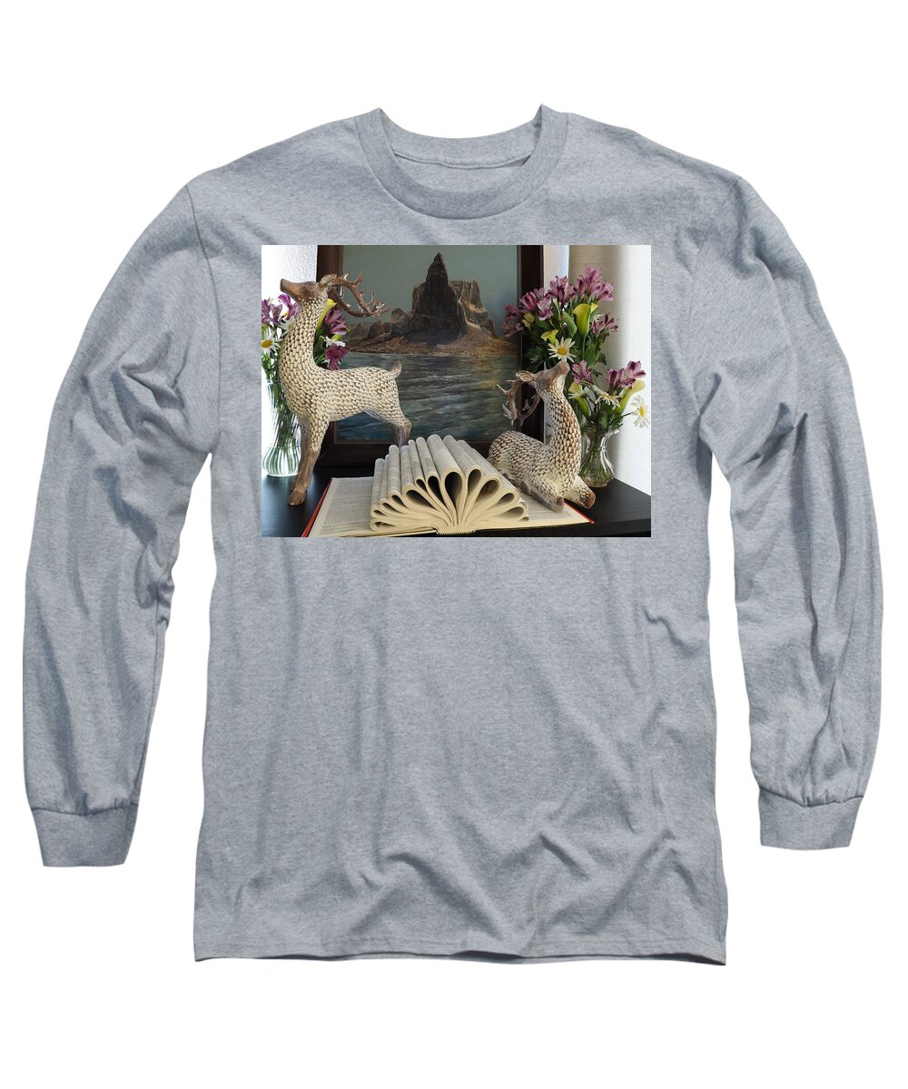 Still Life Long Sleeve T-Shirt featuring the photograph Thirsty Deer by Richard Thomas