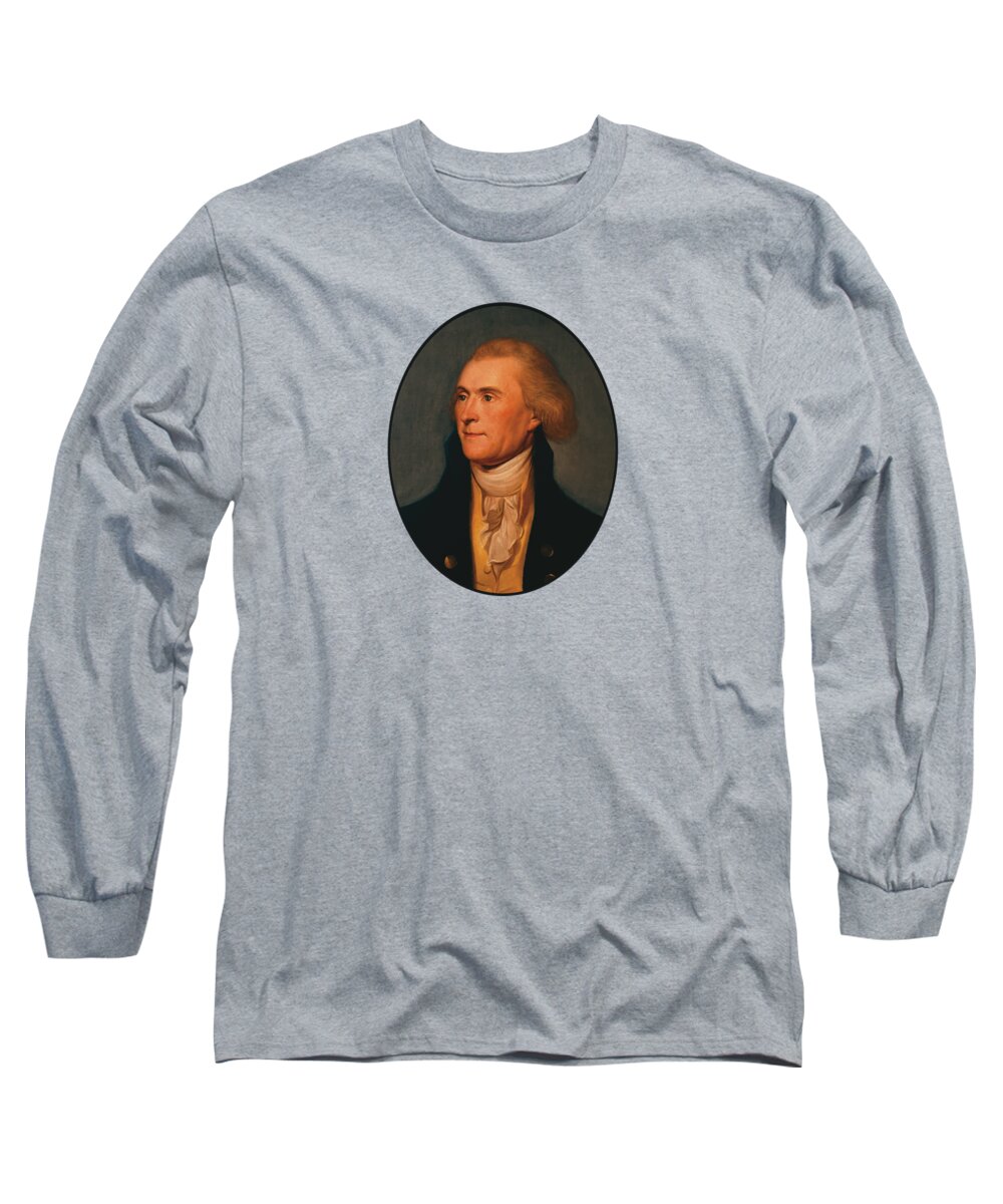 Thomas Jefferson Long Sleeve T-Shirt featuring the painting Thomas Jefferson by War Is Hell Store