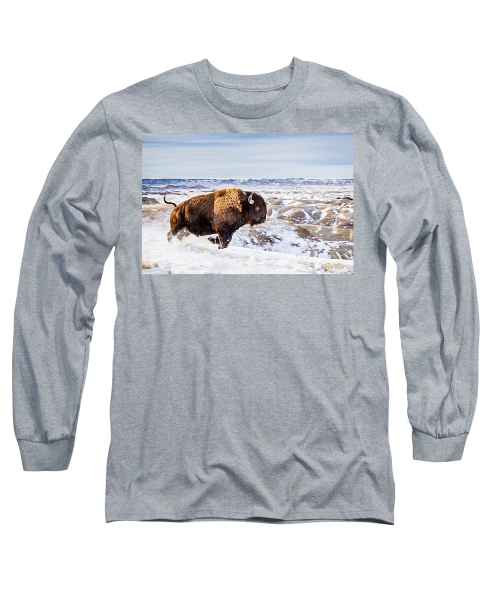 South Dakota Long Sleeve T-Shirt featuring the photograph Thunder in the Snow by Rikk Flohr