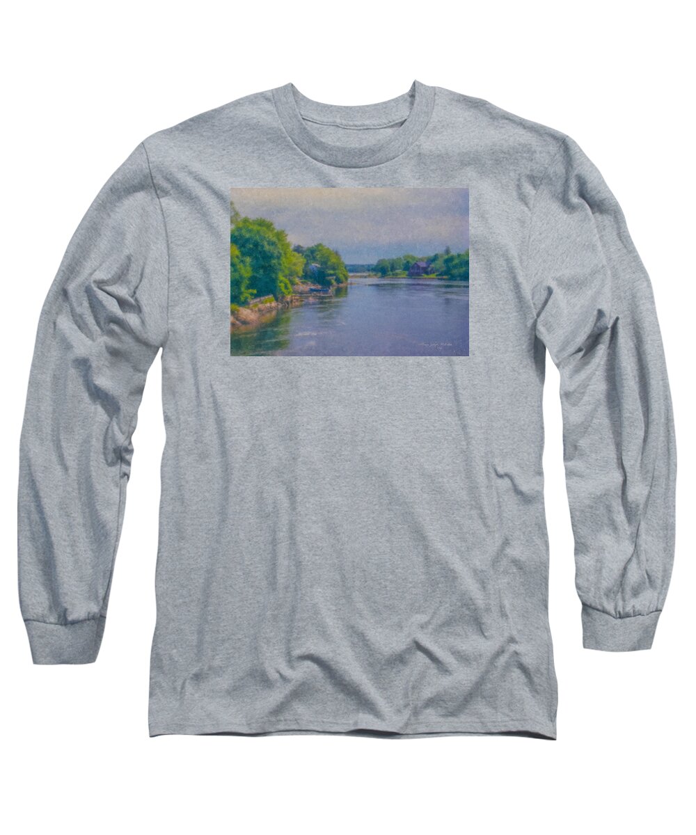 Tidal Inlet Long Sleeve T-Shirt featuring the painting Tidal Inlet in Southern Maine by Bill McEntee