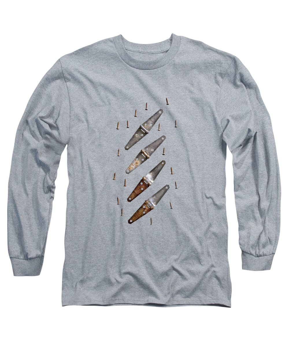 Art Long Sleeve T-Shirt featuring the photograph Tools On Wood 48 on BW by YoPedro
