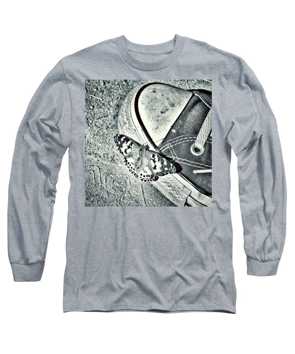 Butterfly Long Sleeve T-Shirt featuring the photograph Tread Lightly #2 by Leah McPhail